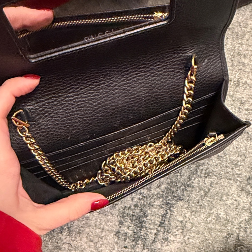 Gucci GG Marmont Black Leather Chain Wallet - Picture 4 of 5